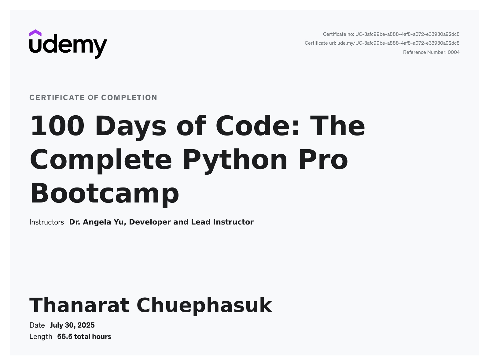 Python Pro Bootcamp